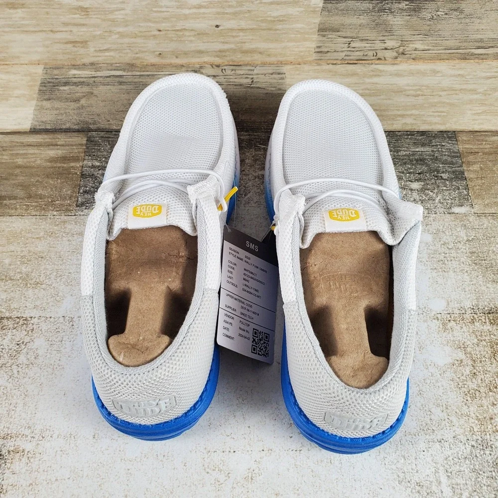Hey Dude Wally Funk Ombre Mens Loafers Shoes Sz 9 White Multi Mesh Round Toe